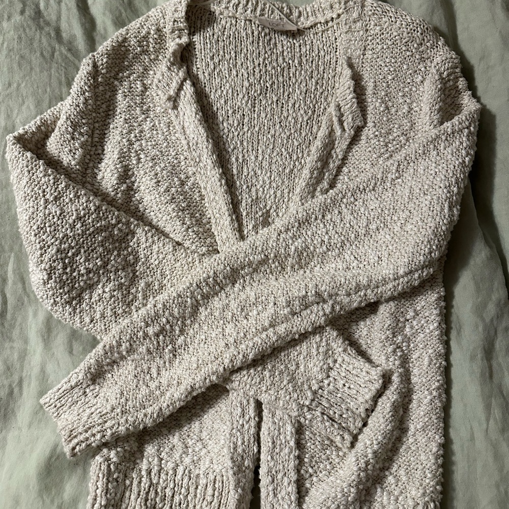 LOFT Textured Cream Cardigan